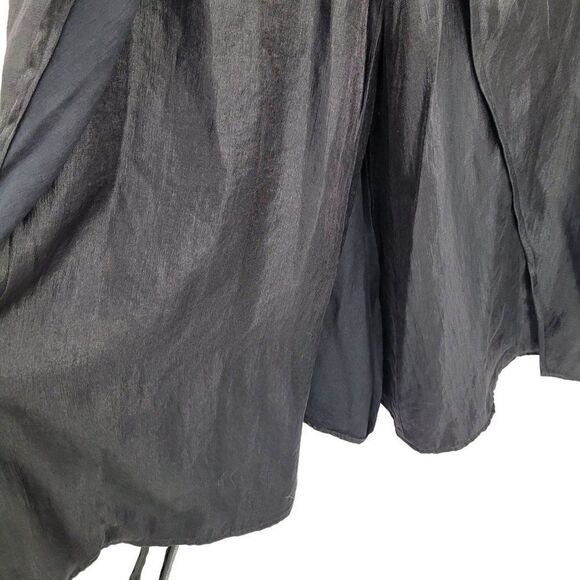 Handmade Skirted Wide Leg Pants 10 Black Metallic Sheen High-rise Caped Gothic - Picture 6 of 10